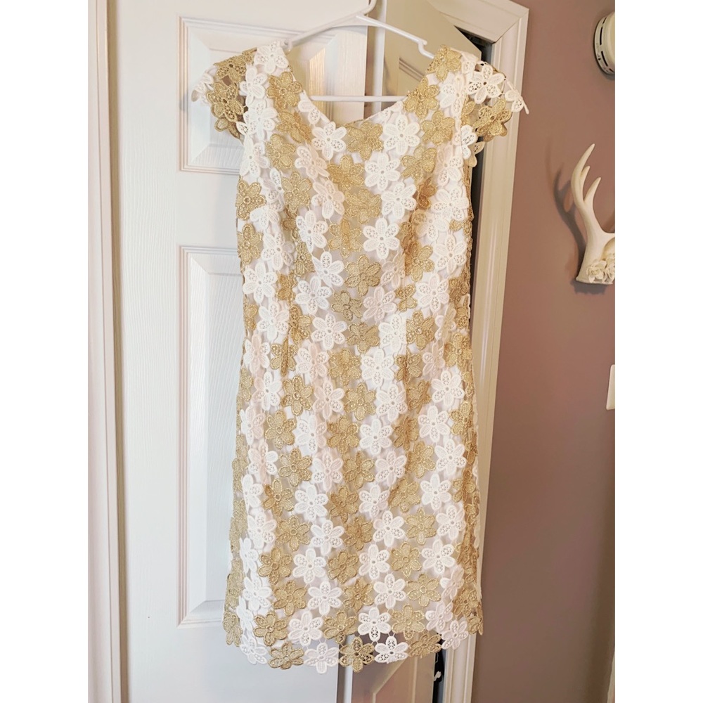 Lilly Pulitzer Gold and White Shift Dress